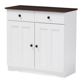 Baxton Studio DR 883400-White/Wenge Lauren Two-Tone Buffet Kitchen Cabinet with Two Doors and Drawers (Default)