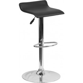 Flash Furniture Contemporary Black Vinyl Adjustable Height Bar Stool with Chrome Base DS-801-CONT-BK-GG