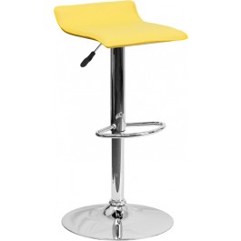 Flash Furniture Contemporary Yellow Vinyl Adjustable Height Bar Stool with Chrome Base DS-801-CONT-YEL-GG