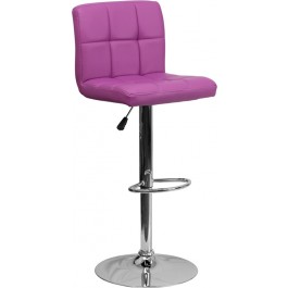 Flash Furniture Contemporary Purple Quilted Vinyl Adjustable Height Bar Stool with Chrome Base DS-810-MOD-PUR-GG