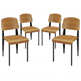 Modway EEI-1263-WAL Cabin Dining Side Chair Set of 4 in Walnut