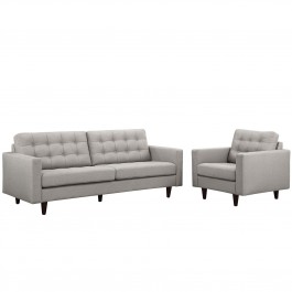 Modway EEI-1313-LGR Empress Armchair and Sofa Set of 2 in Light Gray