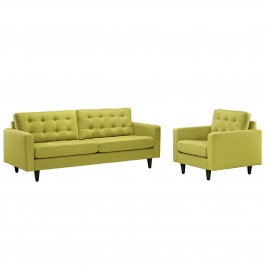 Modway EEI-1313-WHE Empress Armchair and Sofa Set of 2 in Wheatgrass