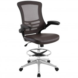 Modway EEI-1422-BRN Attainment Vinyl Drafting Stool in Brown