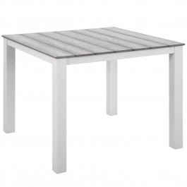 Modway EEI-1507-WHI-LGR Maine 40" Outdoor Patio Dining Table in White Light Gray