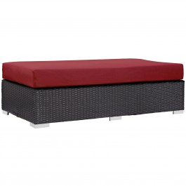 Modway EEI-1847-EXP-RED Convene Outdoor Patio Fabric Rectangle Ottoman in Espresso Red