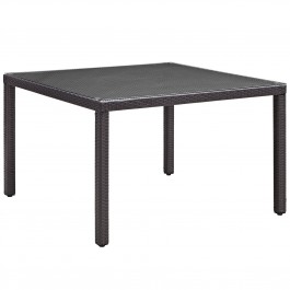 Modway EEI-1914-EXP Convene 47" Square Outdoor Patio Glass Top Dining Table in Espresso