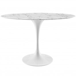 Modway EEI-2021-WHI Lippa 48" Oval-Shaped Artificial Marble Dining Table in White