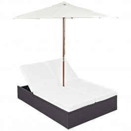 Modway EEI-2180-EXP-WHI-SET Convene Double Outdoor Patio Chaise in Espresso White