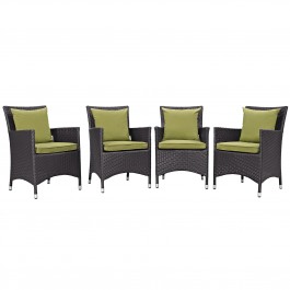 Modway EEI-2190-EXP-PER-SET Convene 4 Piece Outdoor Patio Dining Set in Espresso Peridot