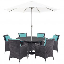 Modway EEI-2194-EXP-TRQ-SET Convene 8 Piece Outdoor Patio Dining Set in Espresso