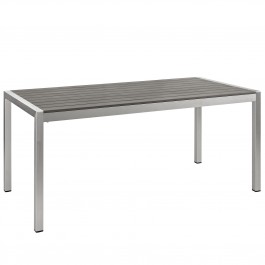 Modway EEI-2251-SLV-GRY Shore Outdoor Patio Aluminum Dining Table in Silver Gray