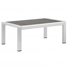 Modway EEI-2268-SLV-GRY Shore Outdoor Patio Aluminum Coffee Table in Silver Gray