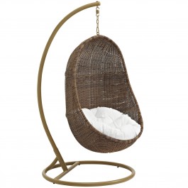 Modway EEI-2277-YLW-WHI-SET Bean Outdoor Patio Wood Swing in Coffee White