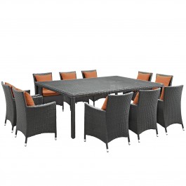 Modway EEI-2311-CHC-TUS-SET Sojourn 11 Piece Outdoor Patio Sunbrella Dining Set in Canvas Tuscan