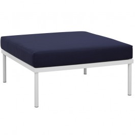 Modway EEI-2609-WHI-NAV Harmony Outdoor Patio Aluminum Ottoman in White Navy