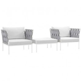 Modway EEI-2618-WHI-WHI-SET Harmony 3 Piece Outdoor Patio Aluminum Set in White