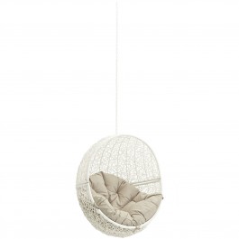 Modway EEI-2654-WHI-BEI Hide Outdoor Patio Swing Chair Without Stand in White Beige