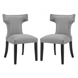 Modway EEI-2741-LGR-SET Curve Set of 2 Fabric Dining Side Chair in Light Gray