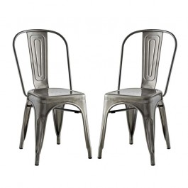 Modway EEI-2749-GME-SET Promenade Dining Side Chair Set of 2 in Gunmetal