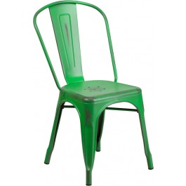 Flash Furniture ET-3534-GN-GG Distressed Metal Chair in Green