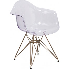Flash Furniture FH-132-CPC1-GG Transparent Seat with Gold Frame in Clear