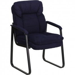 Flash Furniture Navy Microfiber Executive Side Chair with Sled Base GO-1156-NVY-GG