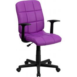 Flash Furniture Mid-Back Purple Quilted Vinyl Task Chair with Nylon Arms GO-1691-1-PUR-A-GG