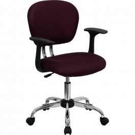 Flash Furniture Mid-Back Burgundy Mesh Task Chair with Arms and Chrome Base H-2376-F-BY-ARMS-GG