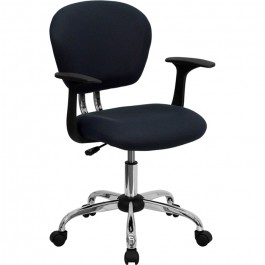 Flash Furniture Mid-Back Gray Mesh Task Chair with Arms and Chrome Base H-2376-F-GY-ARMS-GG