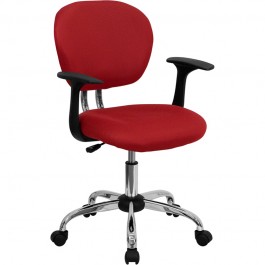 Flash Furniture Mid-Back Red Mesh Task Chair with Arms and Chrome Base H-2376-F-RED-ARMS-GG