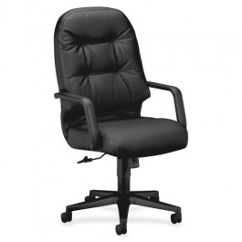 HON Executive High-Back Chair 26-1/4" x 29-3/4" x 46-1/2" Black Leather HON2091SR11T