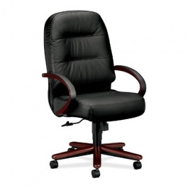 HON Executive High Back Chair 26-1/4" x 29-3/4" x 46-1/2" Mahogany/Black Leather HON2191NSR11