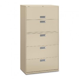 HON 5 Drawer Lateral File with Lock 36" x 19-1/4" x 67" Putty HON685LL