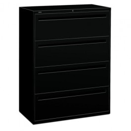 HON 4-Drawer Lateral File 42" x 19-1/4" x 53-1/4" Black HON794LP