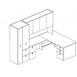 Jofco Merge L Shaped Desk with Storage Cabinet
