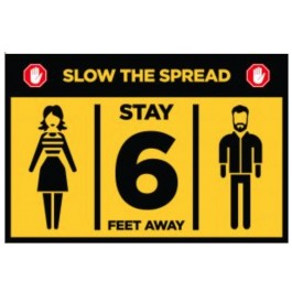 Social Distancing Step On It Bright Yellow 2 ft x 3 ft Rectangle Floor Decal "Stay 6 Feet Away" For Exterior Surfaces