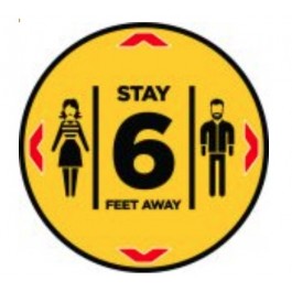 Social Distancing Step On It Bright Yellow 17.5 Inch Floor Decal "Stay 6 Feet Away" For Exterior Surfaces