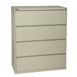 Office Star LF442-P 42" Wide 4 Drawer Lateral File with Core-Removeable Lock and Adjustable Glides in Putty