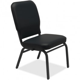 Lorell LLR59596 Vinyl Back Seat Oversized Stack Chair in Black