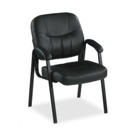 Lorell Guest Chair 26" x 28" x 35" Black Leather LLR60122