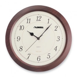 Lorell Wall Clock Arabic Numerals 13-1/2" White Dial/Mahogany LLR60986
