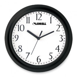 Lorell Wall Clock 9" Arabic Numerals White Dial/Black Frame LLR60987