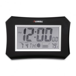 Lorell Wall/Alarm Clock LCD 10-1/4" Lunar Silver/Black LLR60998