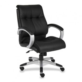 Lorell Executive Chair Low-Back 27" x 32" x 41" Base/Arms Black/Silver LLR62622