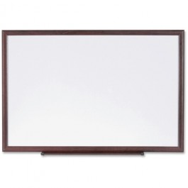 Lorell LLR84170 Wood Frame Dry-Erase Marker Boards in Brown/White