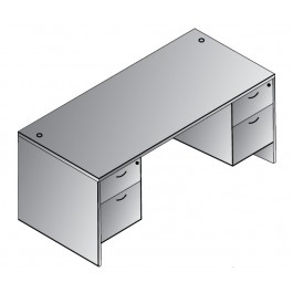 Office Star LODTYP3-URB 66" Lodi Double Pedestal Desk in Urban Walnut