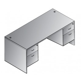 Office Star LODTYP4-URB 60" Lodi Double Pedestal Desk in Urban Walnut