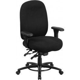 Flash Furniture LQ-1-BK-GG HERCULES Series Black Fabric Multi-Functional Swivel Chair with Foot Ring