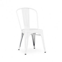 Design Lab MN LS-9000-WHT Dreux Stackable Glossy White Steel Side Chair (Set of 4)